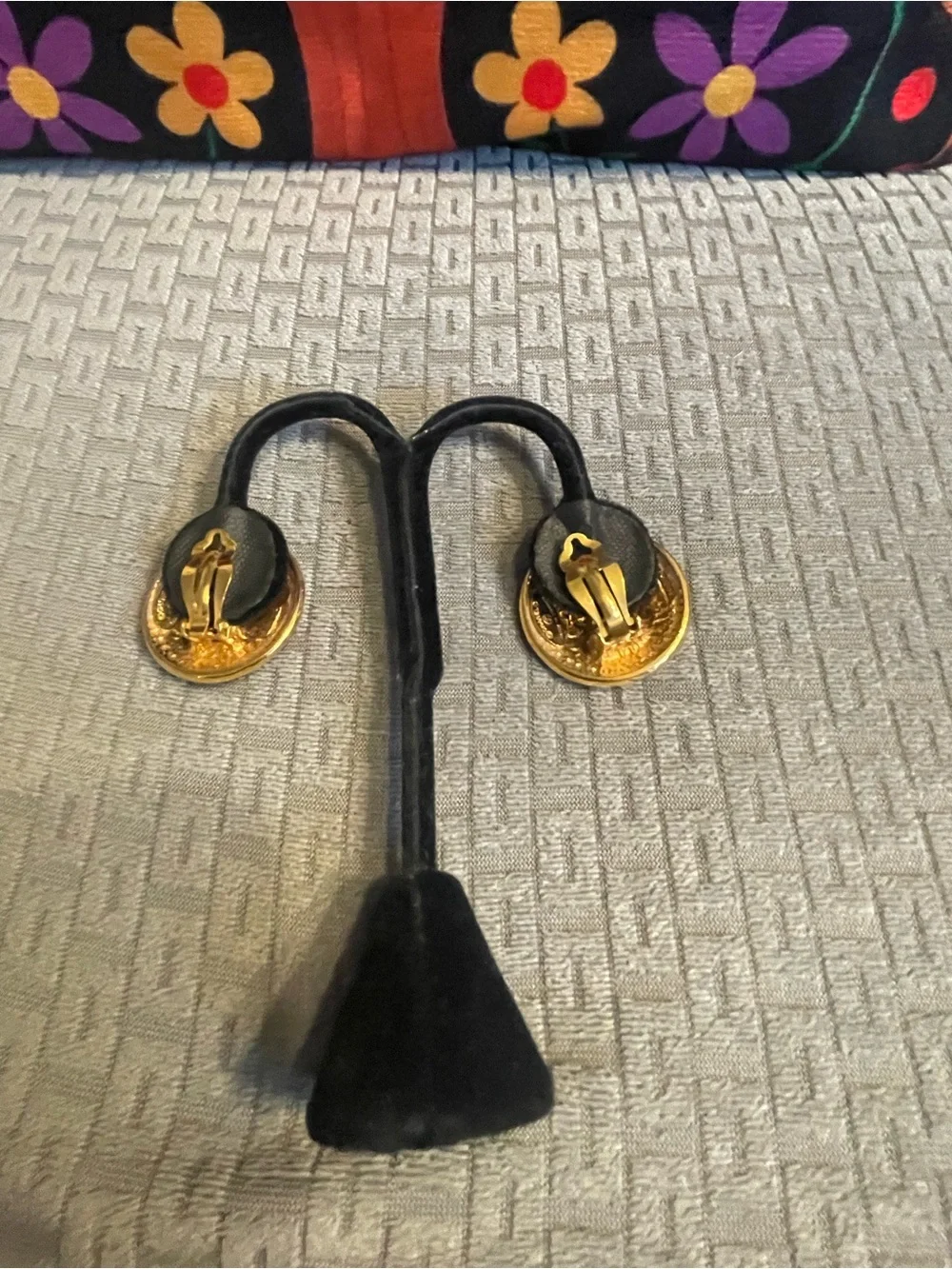 Chanel Vintage Gold Tone Medallion Clip On Earrings